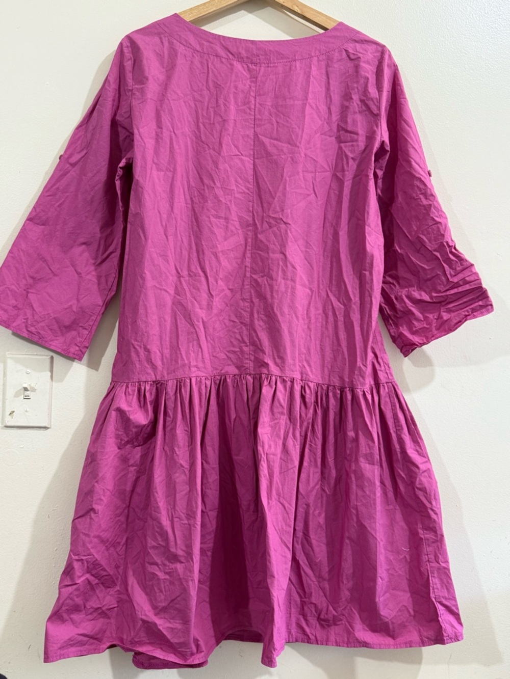 OLTRE Women's Casual Tiered Cotton Dress in Bright Pink